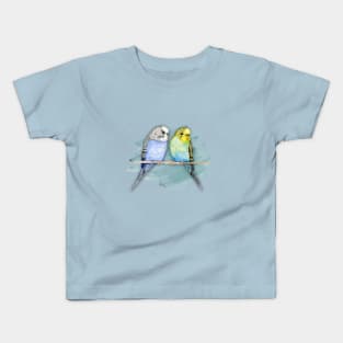 Two cute budgies watercolor Kids T-Shirt